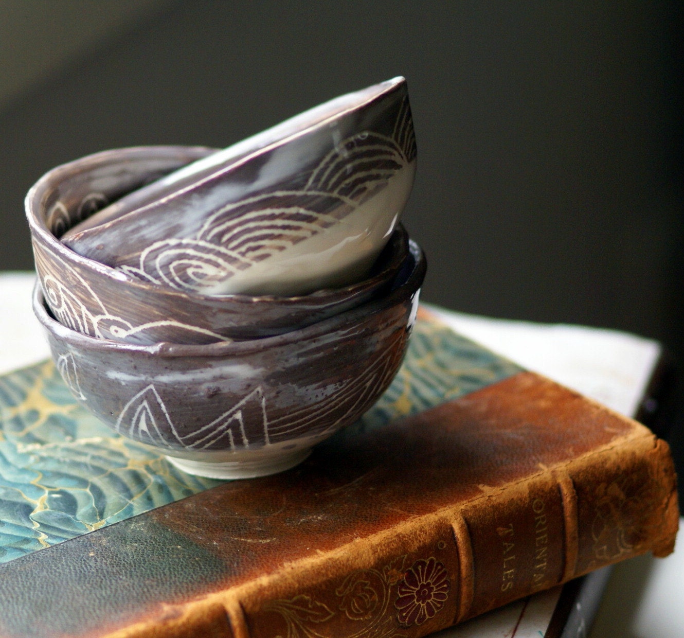 eggshell tea bowls set of three
