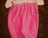 Custom size Boutique Baby layette girls minky pink white roses gown shower taking baby home