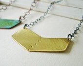 Bold Brass Dot Handmade Tribal Chevron Necklace FREE SHIPPING Black Gold Statement Jewelry