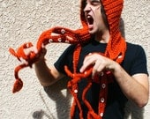 CROCHET PATTERN PDF - Kraken Of The Sea Scoofie - Mythological Creature Hooded Scarf Couture