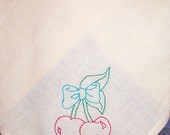 cherry tattoo hand embroidered yellow towel