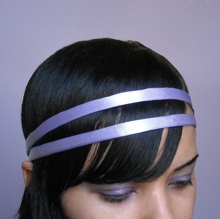 LILAC SATIN Double Headband 1/4 Inch Skinny Soft Fabric Hair Accessory