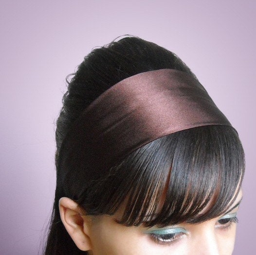 BROWN Silk 3 Inch Headband Hair Scarf