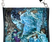 Arthur Rackham's Fairies by Night LARGE shoulder bag. Classic Victorian fairytale print with black silk mix.