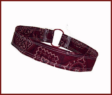 Antiqued Red Bandana Headband, Rockabilly Thin Country Style Hair Band,