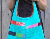 Patchwork Handbag - Turquoise and Stitched