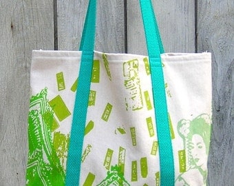 SALE - Organic I Heart Japan Tote - Green Geisha