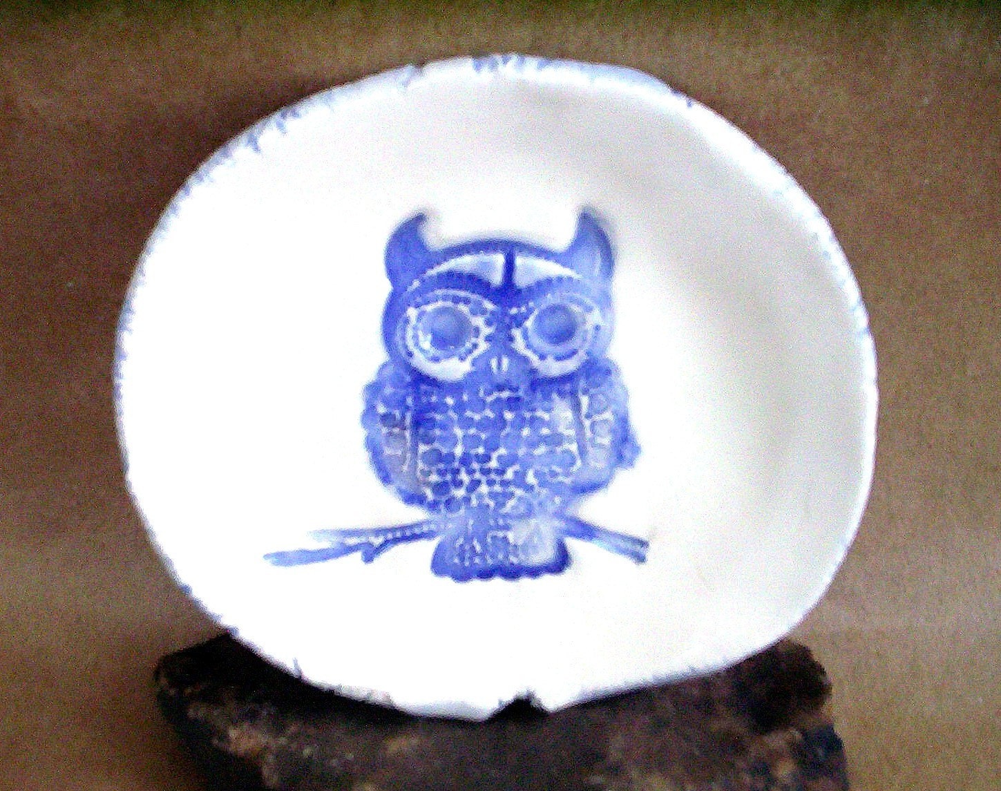 Ceramic Blue Owl Trinket Dish