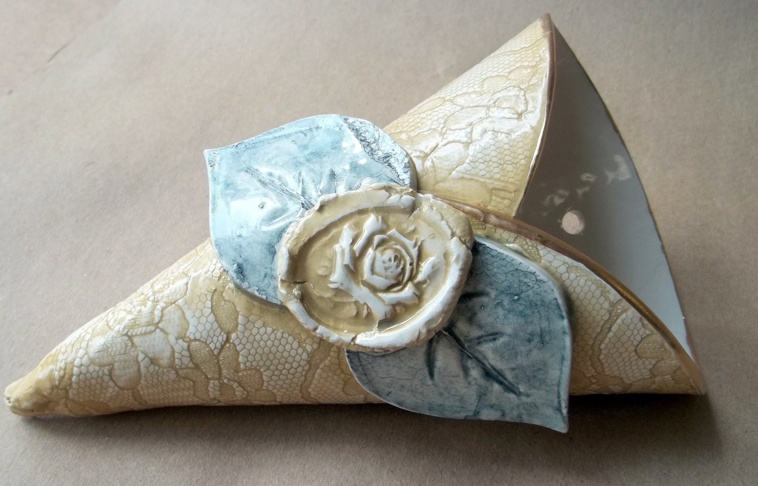 Ceramic Lace Wall Vase  hand built pottery
