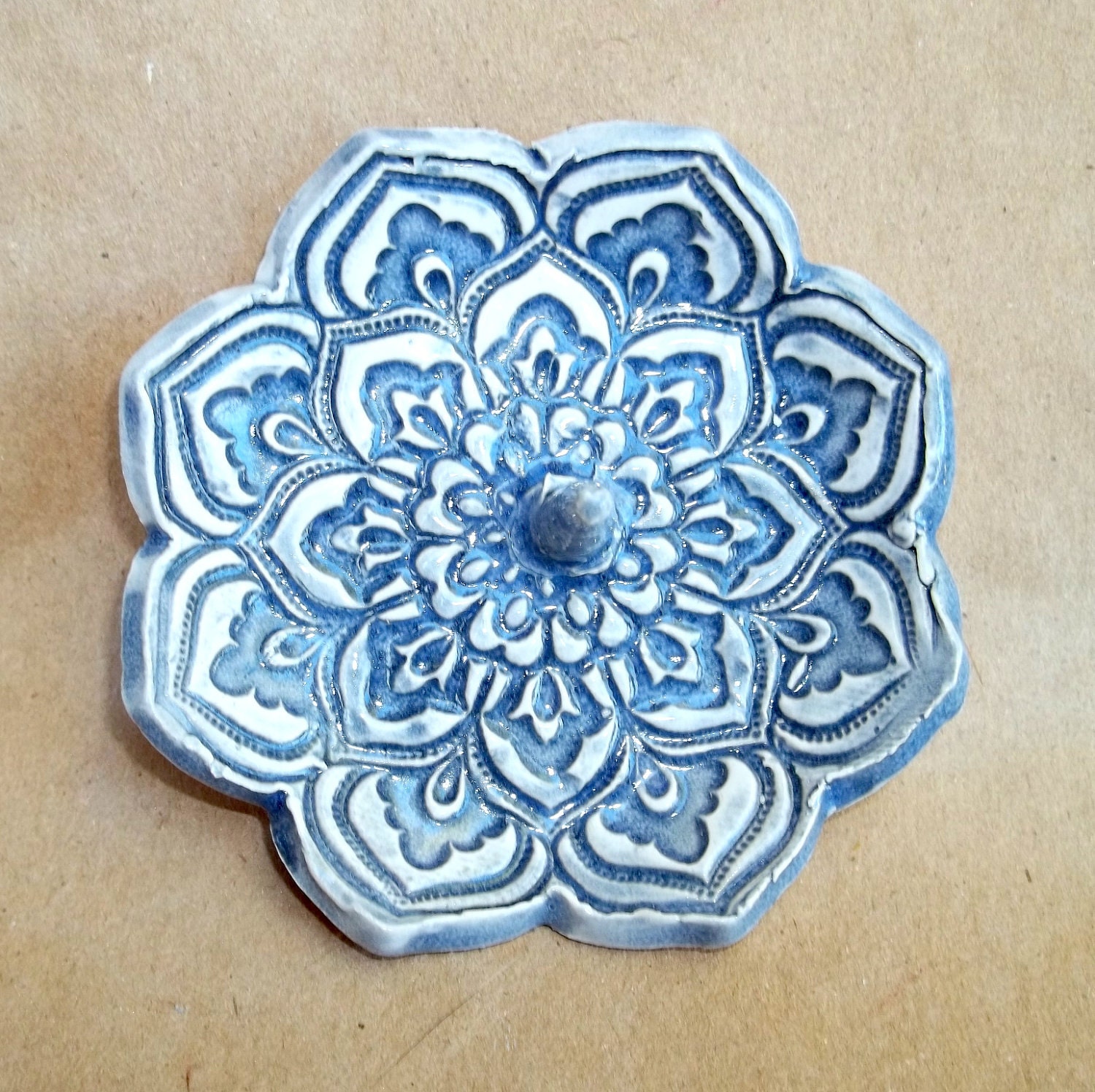 Denim Blue Lotus Ring Holder Bowl