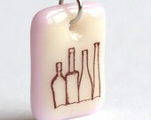SALE / CLEARANCE : Pale Bottles. A fused glass pendant necklace.