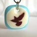 Flight. Bird Pendant. Glass Jewelry in Vanilla and Aqua.