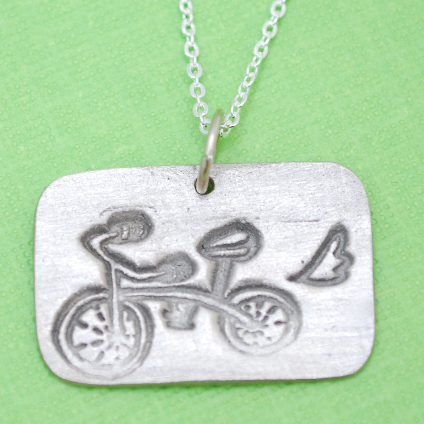 BICYCLE necklace, nickel free White Bronze, artwork by BOYGIRLPARTY. Handcrafted by Chocolate and Steel