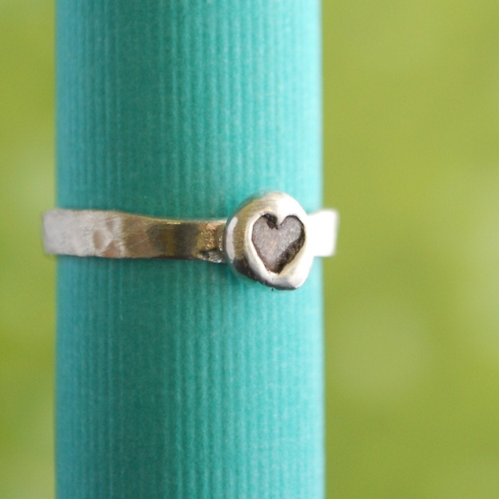 MINI HEART stacking ring, eco-friendly silver.  Handcrafted by Chocolate and Steel.