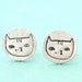 Alice the CAT stud earrings, Illustration by GEMMA CORRELL, eco-friendly silver. Handcrafted by Chocolate and Steel