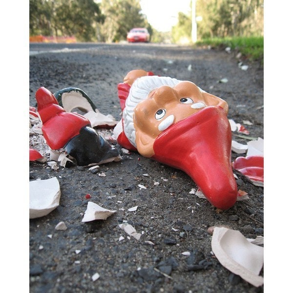 Items similar to The Mysterious Death of Harry the Gnome - Photograph