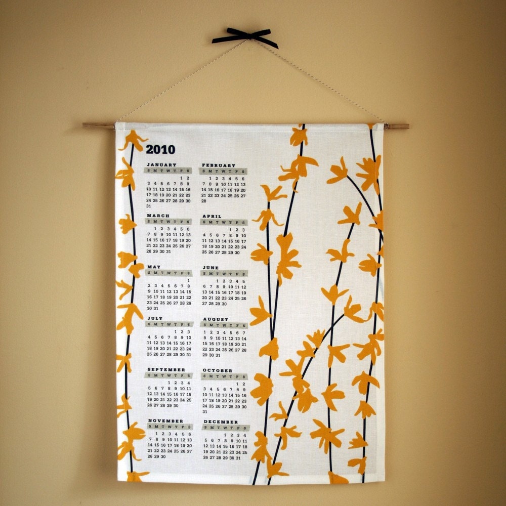 2010 Tea Towel Wall Calendar - Forsythia - LAST ONE