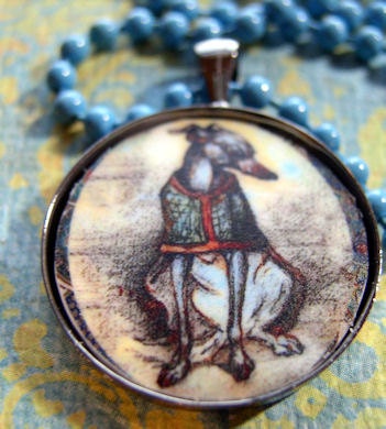 Italian Greyhound in a Coat Necklace