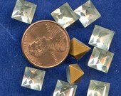 Vintage SQUARE RHINESTONES Lot of (10)  Glass 8mm x 8mm Gold Foil Back s810 MORE AVAlLABLE