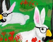 Large version ... Secret Agent Rabbits have your back ... limited edition art print