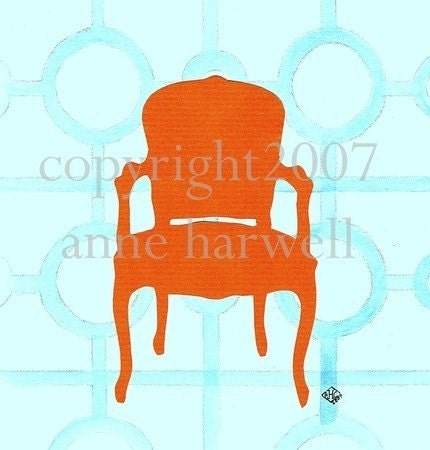 ORANGE SILHOUETTE COLLAGE on Aqua -  11x14