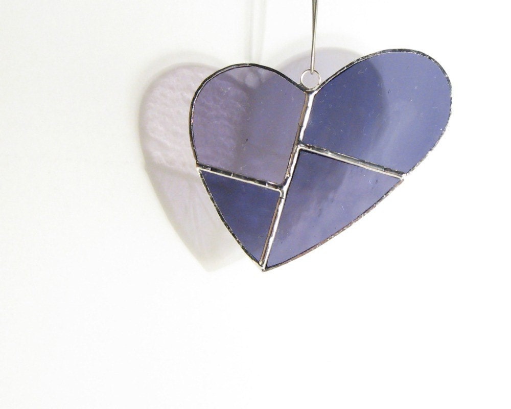 Purple Heart Stained Glass Suncatcher