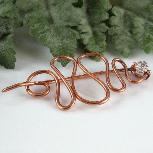 Copper Pin with Swarovski Crystal