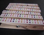 LAST ONES - Set of 6 - Cute Decoupaged Clothespin Clips - Rainbow 70s 80s Hearts