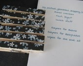 SALE - Decorative Clothespin Clips - Black and Blues Flower Pattern - Set of 12