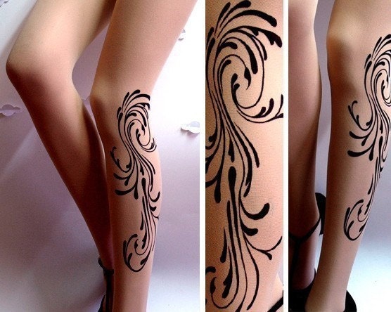 xs-s-m DAYDREAM TATTOO gorgeous thigh-high stockings Light  Mocha