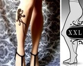 plus size XXL sexy OCTOPUS tattoo tights / stockings /  full length /  pantyhose / nylons Ultra Pale