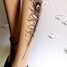 PEACOCK FEATHER TATTOO gorgeous and elegant knee high stockings Ultra Pale