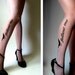 XS-S-M sexy, funny and flirty FOLLOW ME twitter TATTOO thigh-high stockings LIGHT MOCHA