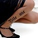 sexy HALLOWEEN BITE ME tattoo thigh-high socks deep mocha