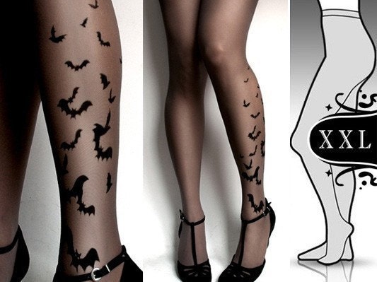 GREY brand new color plus size XXL sexy bats tattoo tights / stockings full length pantyhose