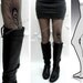 Large/Extra Large sexy MINI and BOOTS peacock FEATHER tattoo tights / stockings / full length / pantyhose / nylons Grey