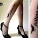 sexy, funny and flirty FOLLOW ME twitter tattoo thigh-high socks Ultra Pale