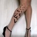 s/m sexy BATS tattoo tights / stockings/ full length / pantyhose / nylons LIGHT MOCHA