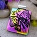 DICHROIC PENDANT Hand Etched Butterfly, Fused Glass Jewelry, Pink Rainbow Dichroic Glass ART
