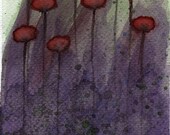 Buy 2 Get 1 FREE -- Watercolor Painting: Watercolor Flowers -- Mini Art Print -- Overwhelmed -- Red Flowers -- ACEO Print