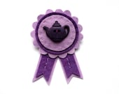 Sale: Teapot Rosette, felt brooch, purple, lilac