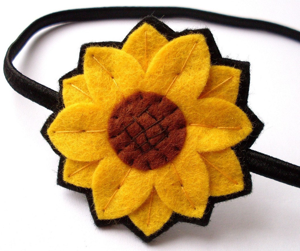 Sunflower, felt flower headband