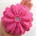 Bright Pink Felt Flower Brooch
