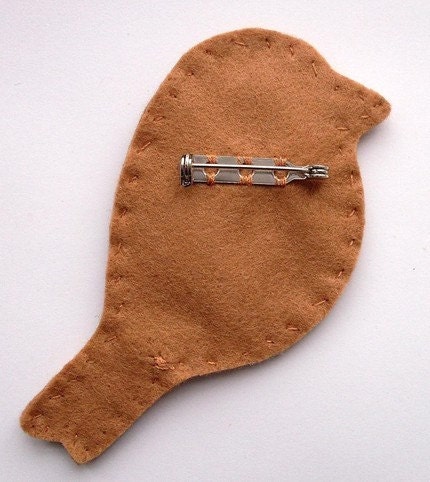 Felt Bird Brooch, Greenfinch, spring green, moss green