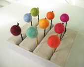 Four Felted Ballie Hairpins . Custom Colors