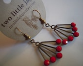 Art Deco Earrings Red Swarovski Crystal Dangles