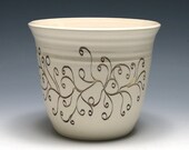 White Vase with Swirling Vine Decal
