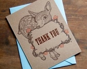 Fawn Thank You Letterpress Cards - Thank You Note - Baby Letterpress Greeting Cards