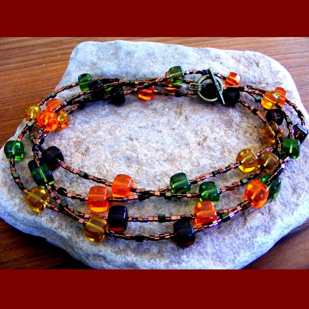 Czech Pressed Glass Very Long Necklace