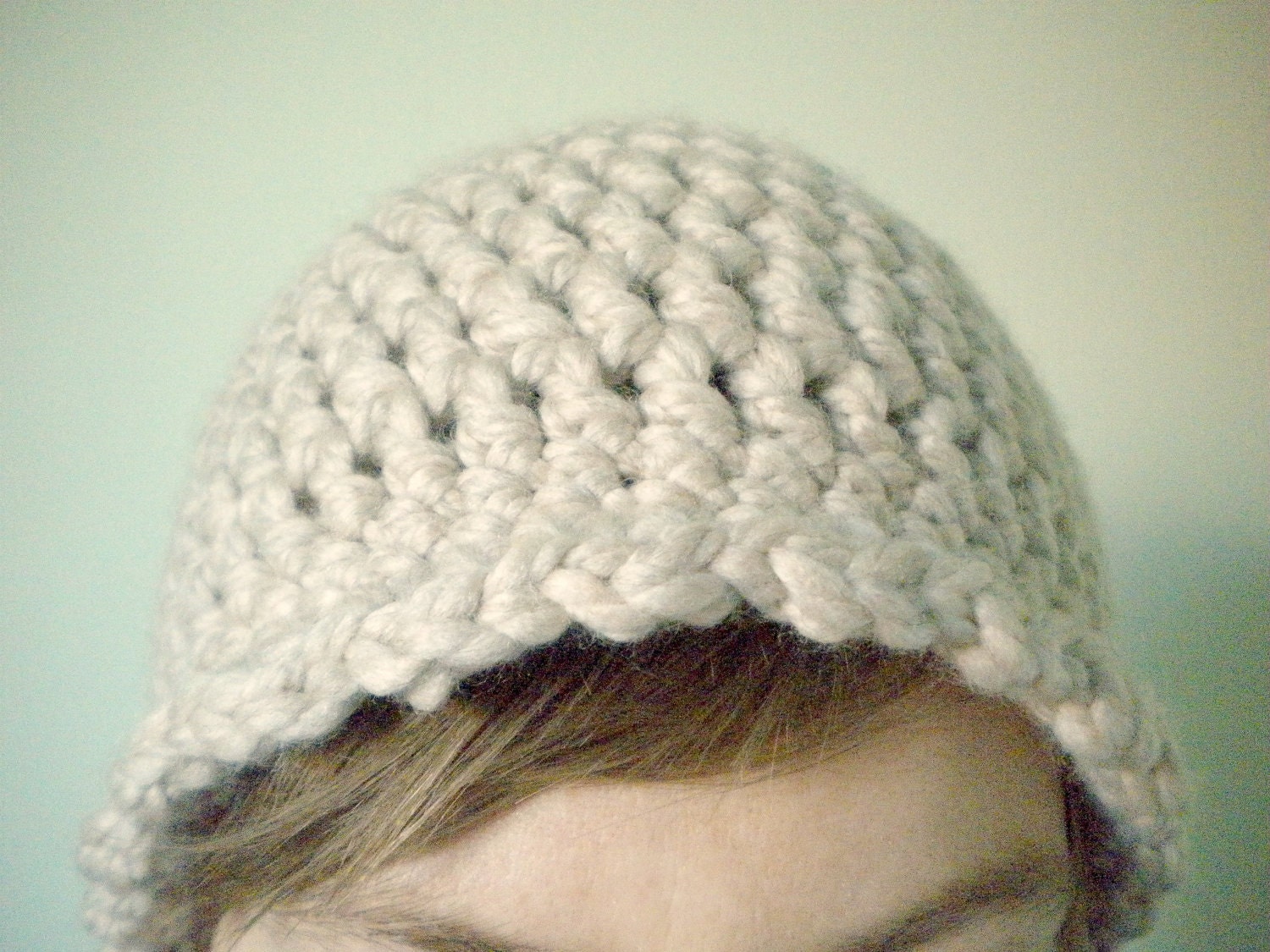 Crochet Hat - Chunky Wool Beanie in Oatmeal with Scallopped Edging - Chunky Cloche for Baby / Toddler / Boy / Girl / Man / Woman